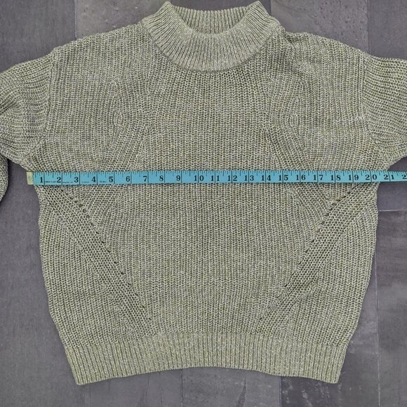 H&M sage green mock neck sweater with metallic thread - S - Picture 4 of 8